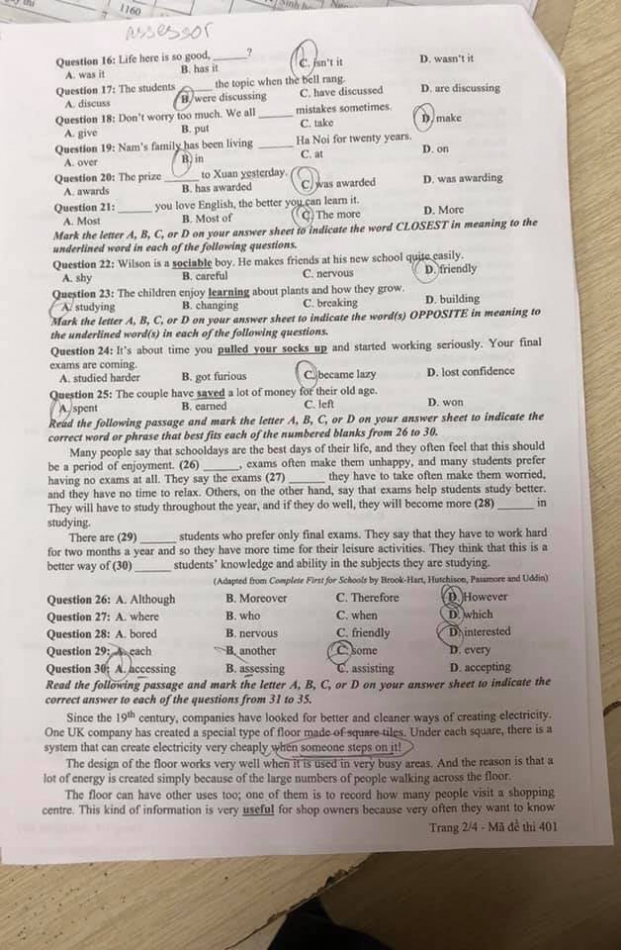 Đề thi môn Tiếng Anh tốt nghiệp THPT 2021 24 mã đề đầy đủ nhất 1
