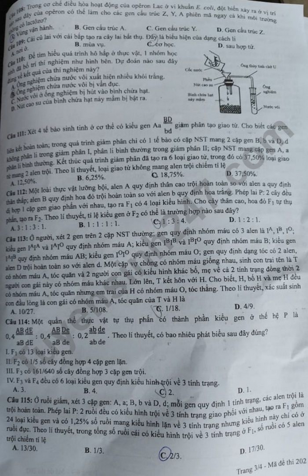 Đề thi môn Sinh học tốt nghiệp THPT 2021 24 mã đề đầy đủ nhất 3