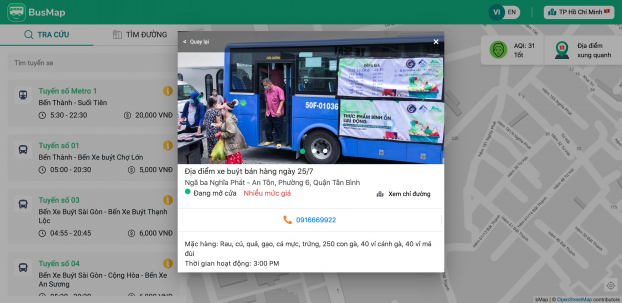Phenikaa MaaS ứng dụng công nghệ bản đồ cho xe buýt bán thực phẩm lưu động tại TP. HCM 1