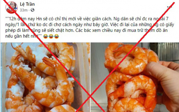 Thông tin người dân Hà Nội chỉ được ra ngoài 7 ngày/lần được đăng tải trên mạng xã hội là tin giả, sai sự thật. Ảnh minh họa