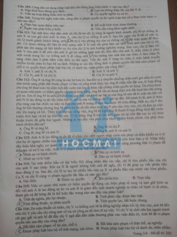 Đề thi, đáp án môn Giáo dục công dân tốt nghiệp THPT 2021 đợt 2 tất cả mã đề đầy đủ nhất 2