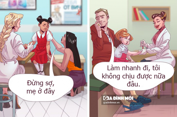 8 bức tranh minh họa hài hước sự khác biệt của bố và mẹ khi chăm con 4