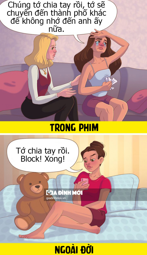 11 tranh minh họa hài hước sự khác biệt giữa chuyện yêu đương trong phim và ngoài đời 6