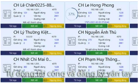 Tự động kết nối với các máy chấm công và tải giờ công về máy chủ