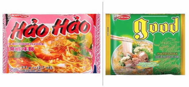   Hai sản phẩm bị cảnh báo: mì tôm Hảo Hảo tôm chua cay (77g, hạn sử dụng 24/9/2022) và miến Good (56g, hạn sử dụng 10/11/2022)  