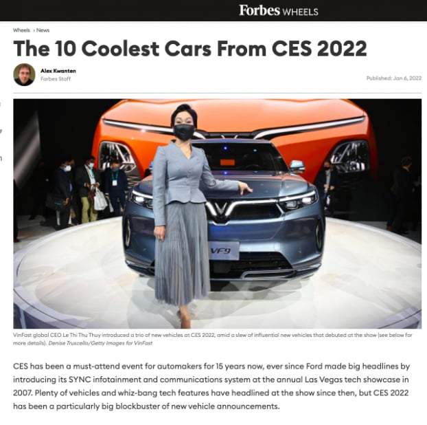 Forbes điểm tên VinFast trong top 10 xe tuyệt vời nhất tại CES 2022 0