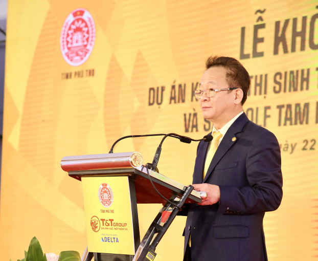   Ông Đỗ Quang Hiển, Chủ tịch HĐQT kiêm Tổng Giám đốc Tập đoàn T&T Group phát biểu tại buổi lễ.  
