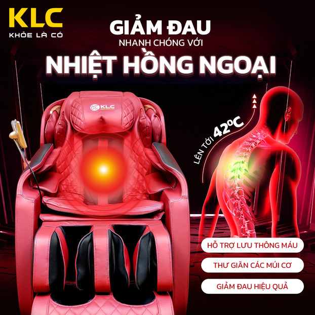   Tính năng nhiệt hồng ngoại tích hợp trên ghế massage KLC   