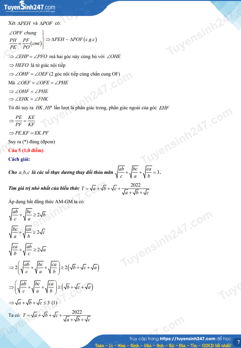 Gợi ý đáp án môn Toán vào 10 tỉnh Hải Dương 2022 đầy đủ nhất 6