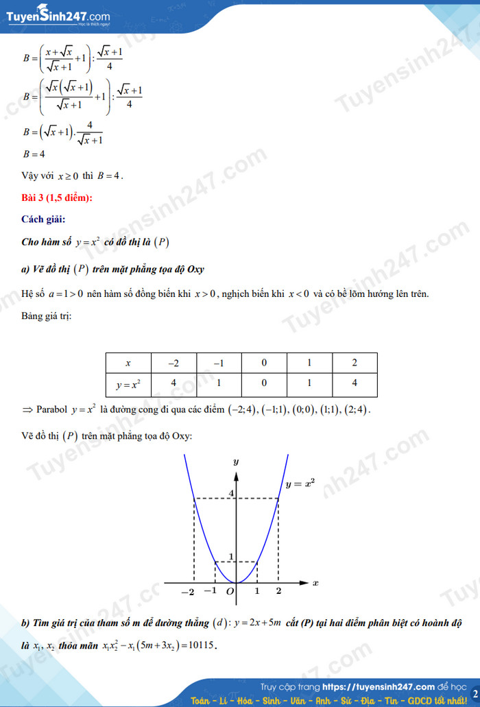 Gợi ý đáp án môn Toán vào lớp 10 Bình Thuận 2022 nhanh nhất 1