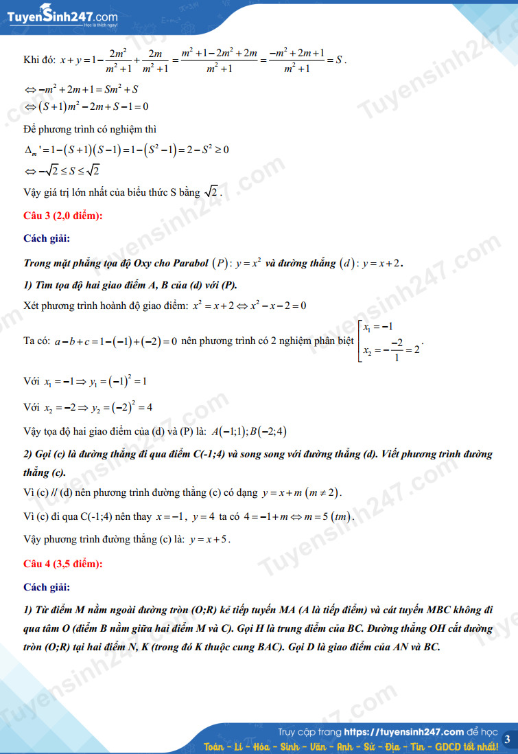 Gợi ý đáp án môn Toán vào lớp 10 tỉnh Thái Bình năm 2022 nhanh nhất 2