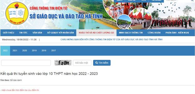 Tra cứu điểm thi tuyển sinh vào lớp 10 tỉnh Hà Tĩnh năm 2022 mới nhất, chính xác nhất 0