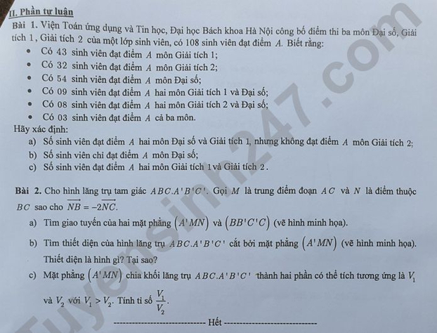 Đề thi đánh giá tư duy môn Toán Đại học Bách khoa Hà Nội năm 2022, có gợi ý đáp án 4