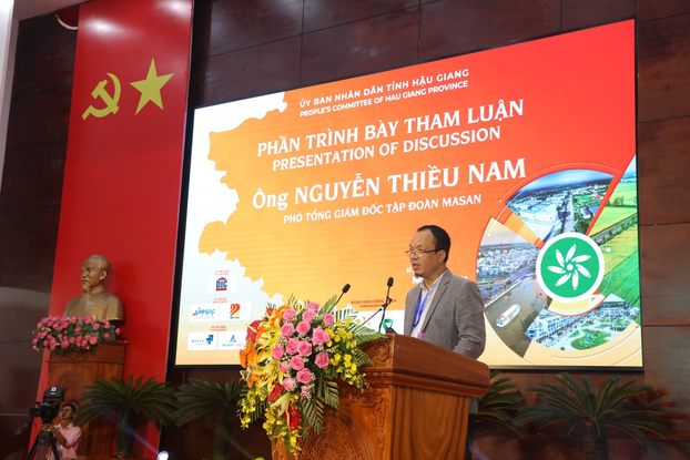  Ông Nguyễn Thiều Nam - Phó Tổng Giám đốc Tập đoàn Masan phát biểu tại Hội nghị Xúc tiến đầu tư tỉnh Hậu Giang năm 2022  