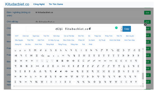 Kitudacbiet.co và kí tự đặc biệt font chữ vintage