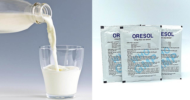   Không dùng sữa hay nước hoa quả để pha oresol vì sẽ gây hại cho sức khỏe. Ảnh minh họa  