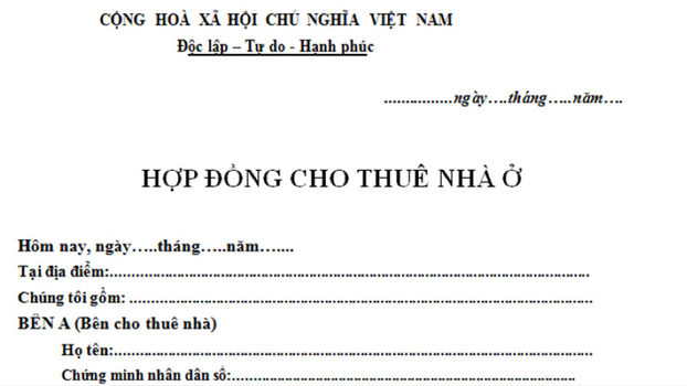 Mẫu hợp đồng cho thuê nhà mới nhất năm 2022 0