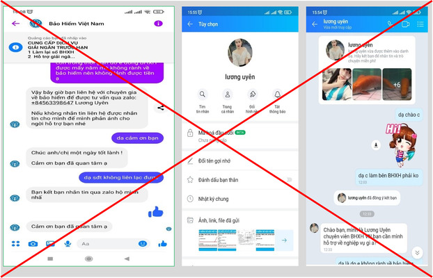 Tin nhắn giữa chị T. và người mạo danh nhân viên cơ quan bảo hiểm xã hội