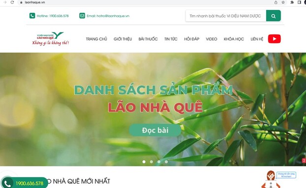 Trang web laonhaque.vn với nhiều bài thuốc dân gian