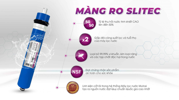 Màng RO Slitec - Trái tim của máy lọc nước Mutosi MP-6102HC ECO