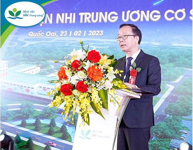 PGS.TS Trần Minh Điển  - Giám đốc Bệnh viện Nhi TƯ  xúc động phát biểu trong ngày Khởi công cơ sở 2.