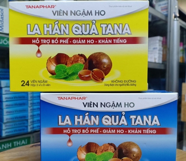 Sản phẩm Viên ngậm ho La Hán Quả Tana và Viên ngậm ho La Hán Quả Tana - không đường quảng cáo sai phép