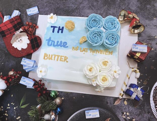 Chiếc bánh kem sử dụng Bơ tự nhiên TH true BUTTER của chị Quỳnh Mai. Nguồn ảnh: Cuộc thi Vui trọn món ngon - fanpage TH true MILK.