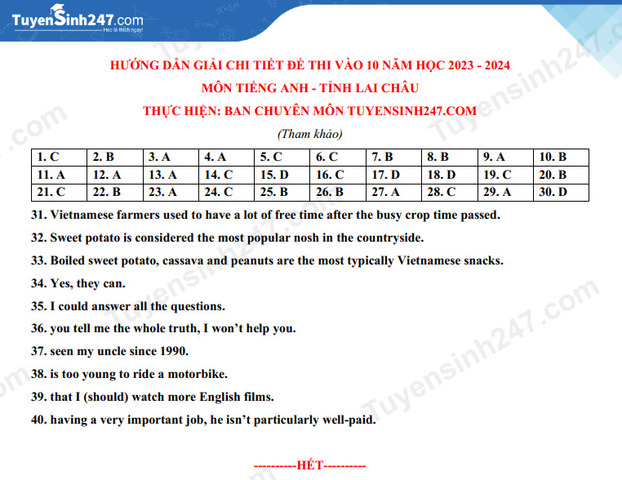 dap-an-de-thi-vao-lop-10-mon-anh-2023-lai-chau