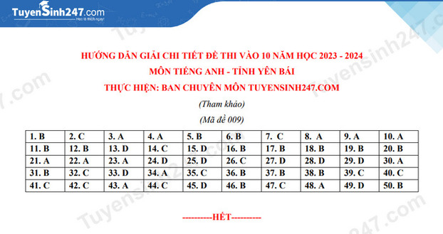 dap-an-de-thi-vao-10-mon-anh-2023-yen-bai