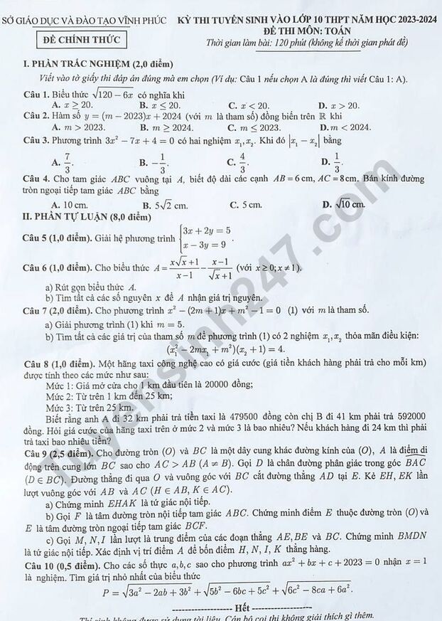 de-thi-vao-lop-10-mon-toan-vinh-phuc-2023-result