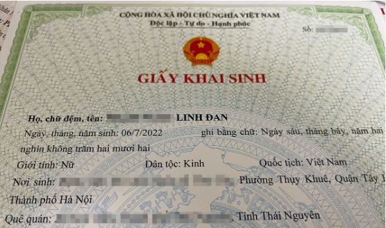 Phải đặt tên con bằng Tiếng Việt.