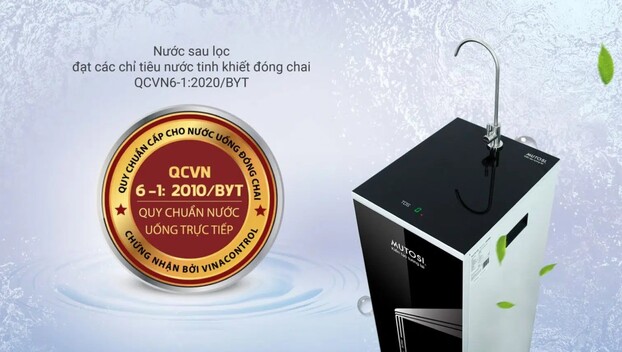 Máy lọc nước gia đình Mutosi cho nước đầu ra an toàn, đạt quy chuẩn nước uống trực tiếp QCVN 6-1:2010/BYT