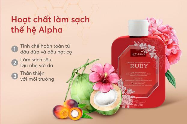 Hoạt chất làm sạch thế hệ Alpha trong Gel tắm Rewhitez dịu nhẹ với cơ thể và môi trường