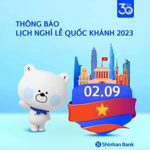 Lịch nghỉ 2/9 của Shinhan Bank.