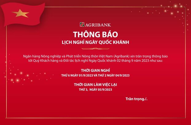 Lịch nghỉ 2/9 của Agibank.