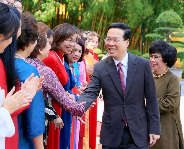 Cuộc gặp của Chủ tịch nước Võ Văn Thưởng với Hiệp hội Nữ doanh nhân Việt Nam diễn ra chiều 5.10 tại Hà Nội.