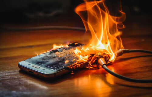Điện thoại di động cháy khi đang sạc (Ảnh: Visual Production)