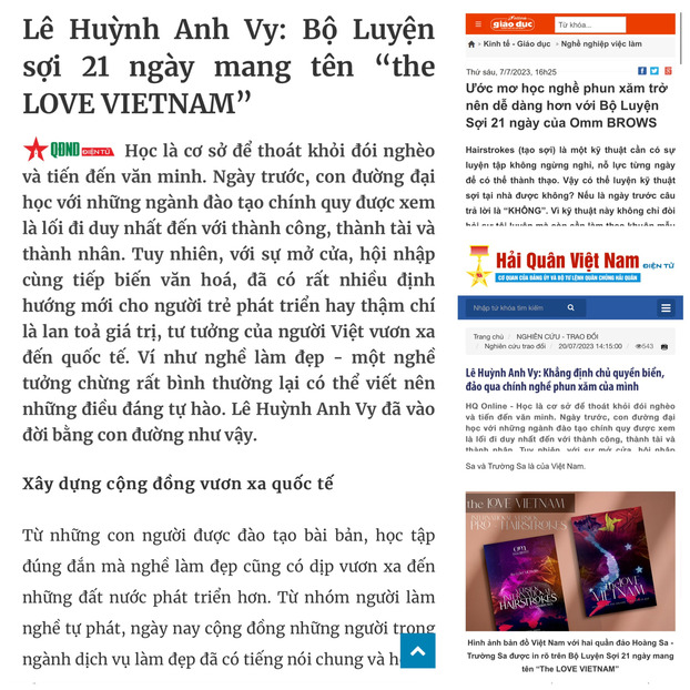 Hình ảnh Bộ luyện sợi mang tên “the LOVE VIETNAM” của Omm BROWS được nhiều báo chí đăng tải trước đó.