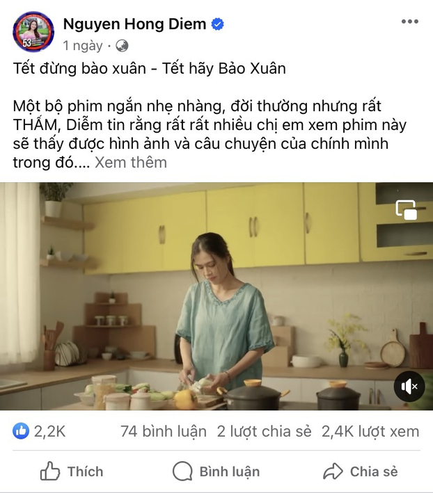 Diễn viên Hồng Diễm chia sẻ quan điểm về vấn đề “Bào Xuân” và “Bảo Xuân” trên trang cá nhân