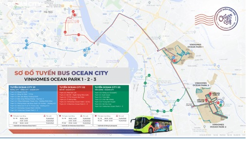 3 tuyến bus miễn phí được thiết kế thông minh với thời gian linh hoạt, đi qua các trạm trung chuyển quan trọng của thành phố