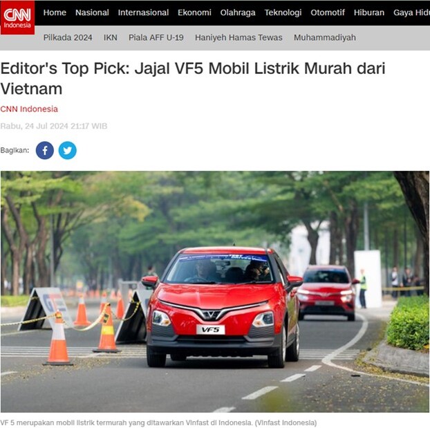 CNN đánh giá cao VinFast VF 5 và tin rằng đây sẽ là mẫu xe đáng mua tại Indonesia.