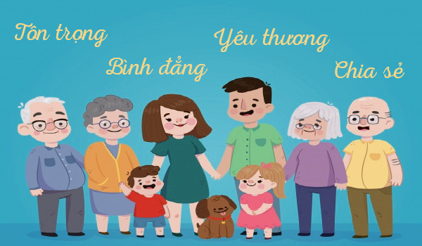 Tiêu chí ứng xử chung trong gia đình là tôn trọng, bình đẳng, yêu thương và chia sẻ. Ảnh minh họa