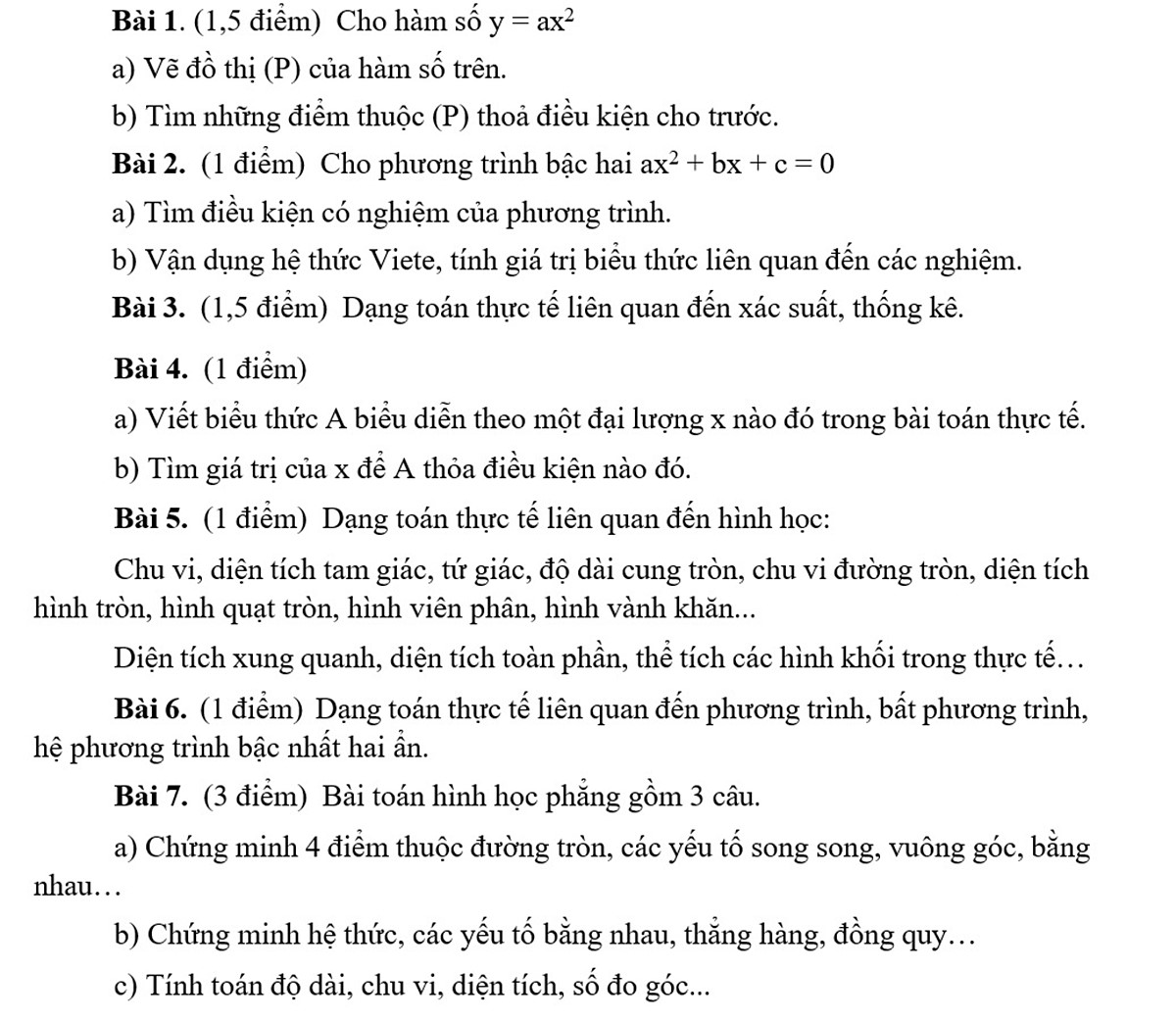 Cấu trúc đề thi lớp 10 năm 2025 cho môn Toán tại TP.HCM