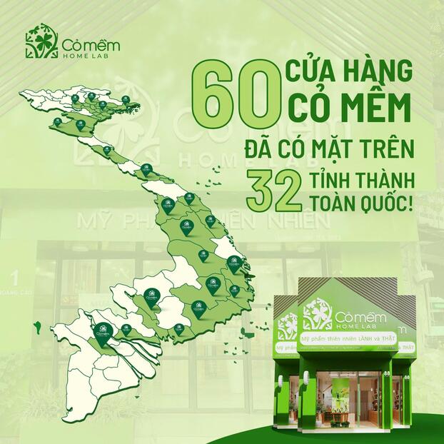 Cỏ Mềm sở hữu hệ thống 60 cửa hàng tại 32 tỉnh thành toàn quốc