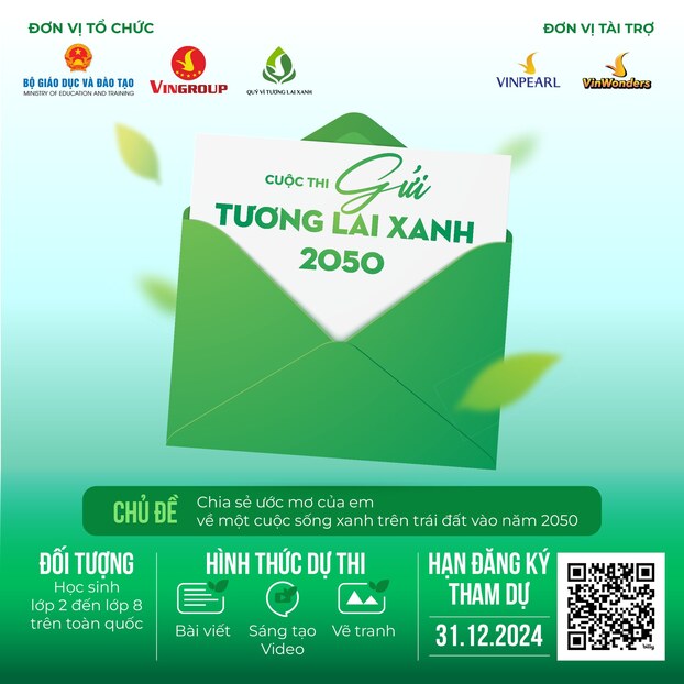 Các em học sinh chia sẻ thông điệp về tương lai xanh với 3 hình thức dự thi.