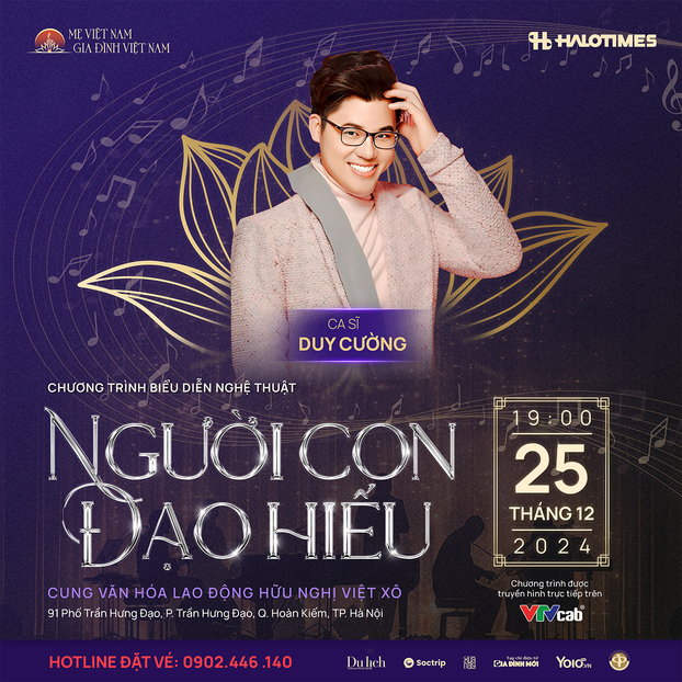 Ca sĩ Duy Cường sẽ tham gia đêm nhạc “Người con đạo hiếu” diễn ra vào ngày 25/12 tới tại Hà Nội.