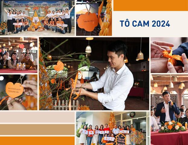 Anh Đức (giữa) cùng đồng nghiệp treo thông điệp cam như một sự cam kết đồng hành vì bình đẳng giới.