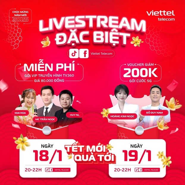       Livestream Tết sale sốc của Viettel với rất nhiều ưu đãi hấp dẫn