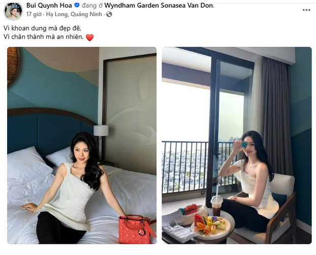 Hoa hậu Bùi Quỳnh Hoa cũng thả dáng check-in tại khách sạn sang trọng Wyndham Garden Sonasea Van Don.