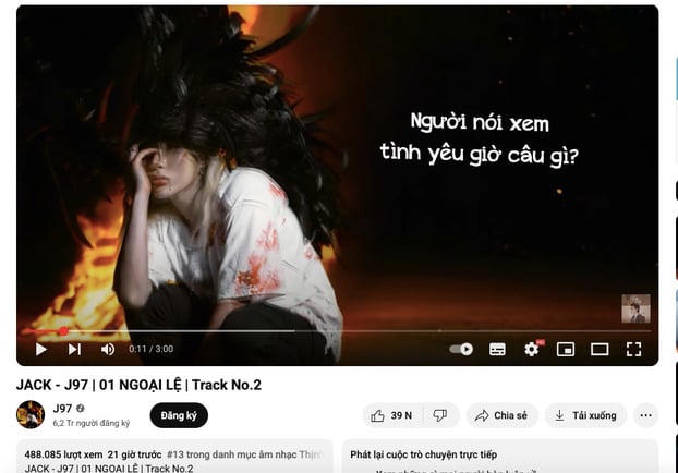 Ca khúc mới của Jack - J97 đạt thành tích ấn tượng sau khi phát hành.